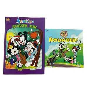 Vintage 90’s Animaniacs Sticker book and Story Book Lot of 2